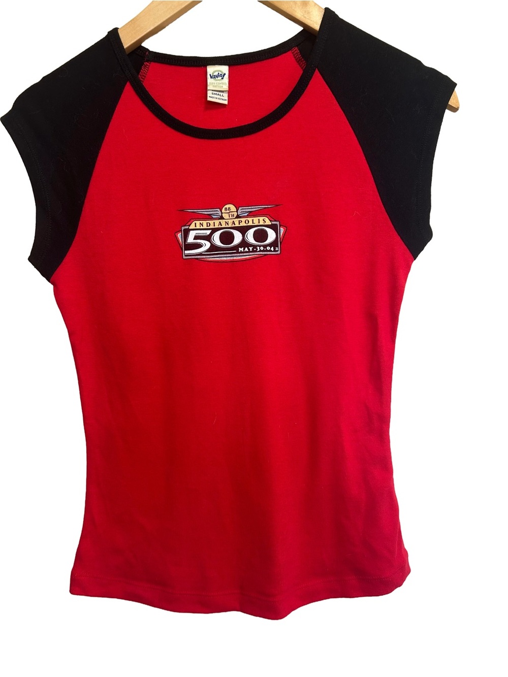 Vintage Y2K 2004 Indy 500 Red Black Raglan Tee Kavio Colorblock S